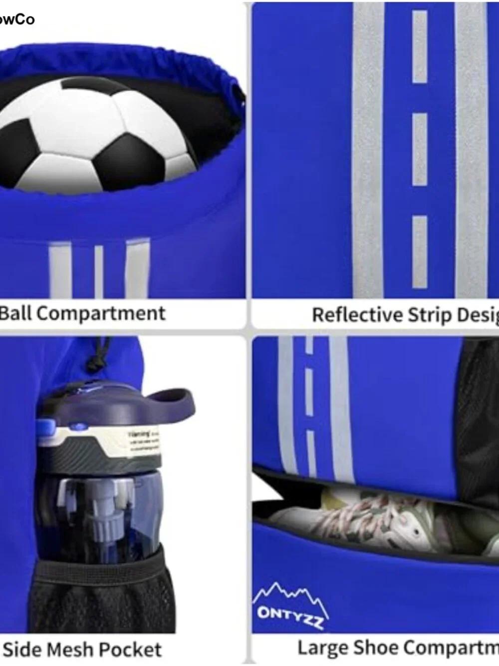 Nylon Drawstring Sports Backpack with Shoe Compartment Gym Bag